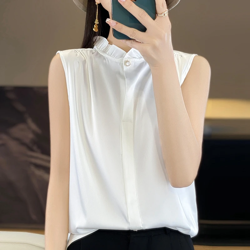 Shirt French Lace Sleeveless Top For Women's Temperament Professional Wear Versatile Western-style Vest Base Suspender T-shirt