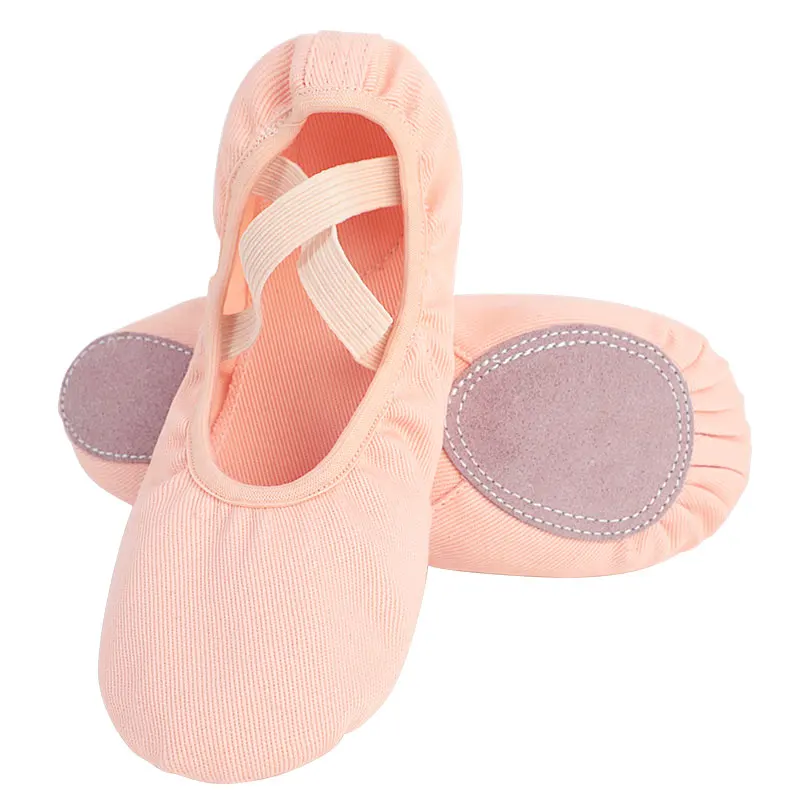 Ragazze donne ballerine Stretch ballerine Free-lace Canvas pantofole da ballo elastico Split suola morbida ballerine per bambini