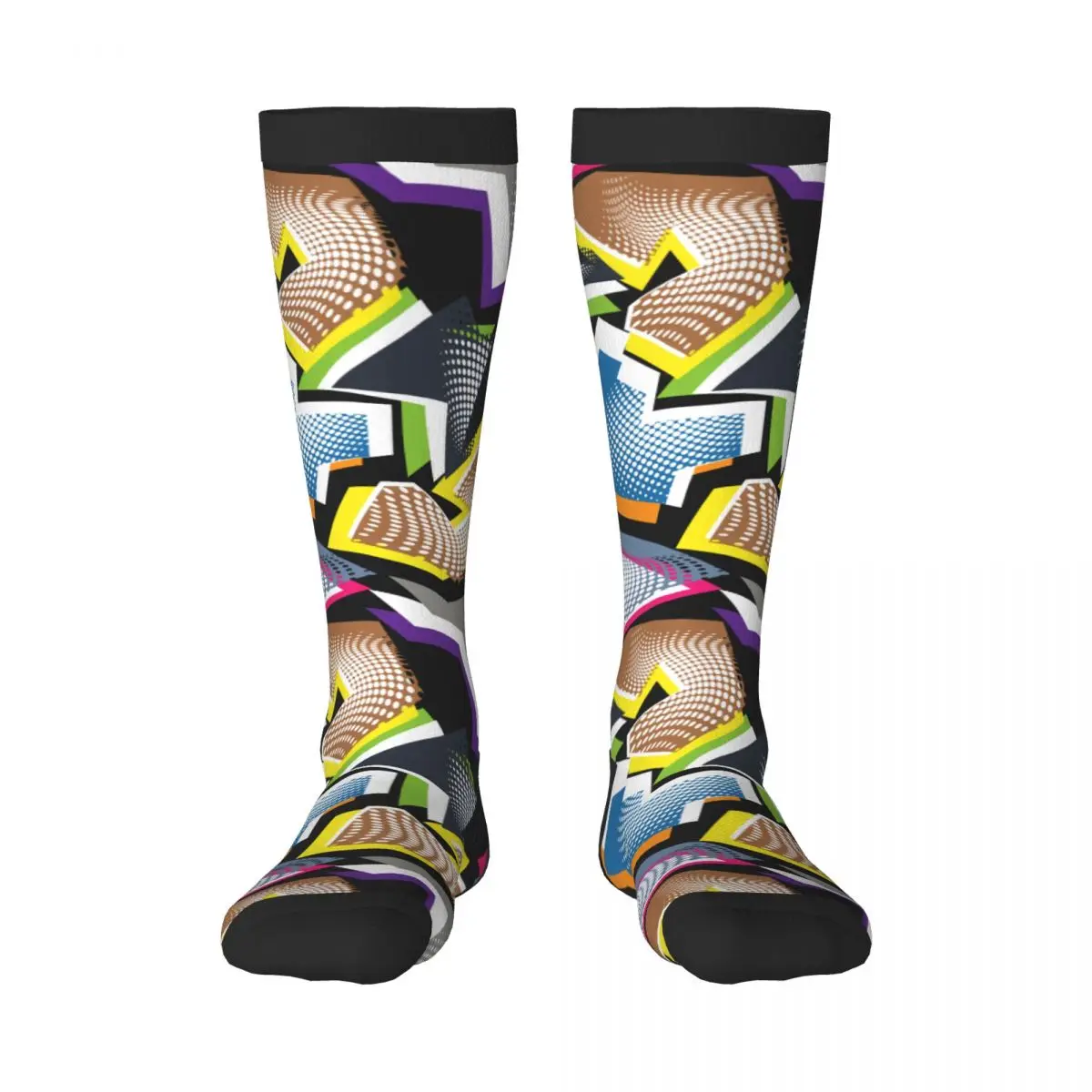 

Dots Geometric Figures Stripes Unisex High Socks for Men Women Autumn Winter