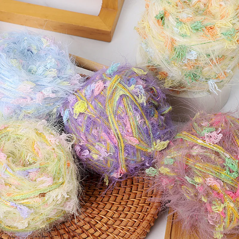 100g Hand Mixed Thread Rainbow Candy Special DIY Yarn Crochet Hair Clip Hat Scarf Bag Rose Carpet Leaves DIY Knitting