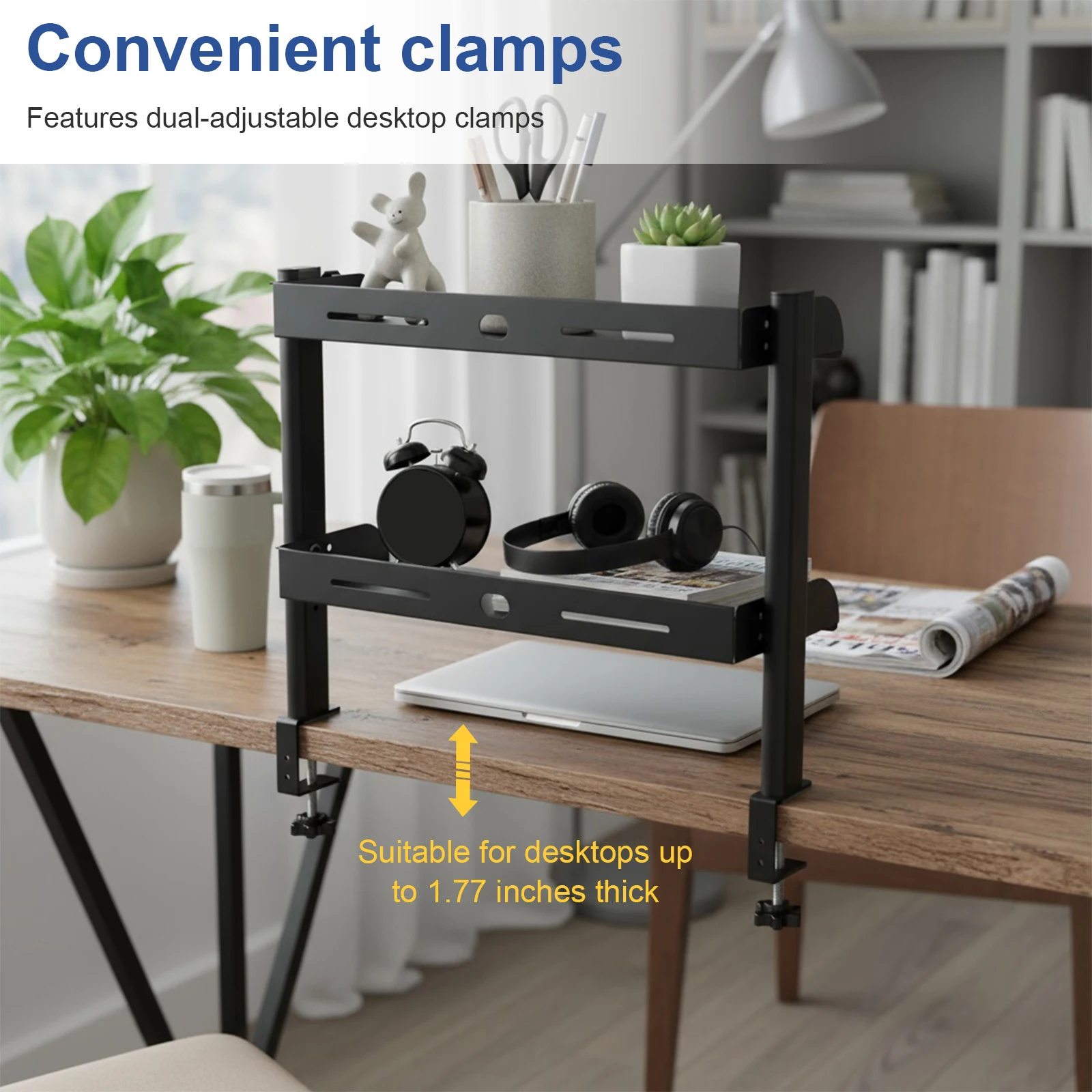 2-Tier Desk Storage Shelf Heavy Duty Desktop Organizer Desktop Storage Table Extender for Working and Gaming Accessories