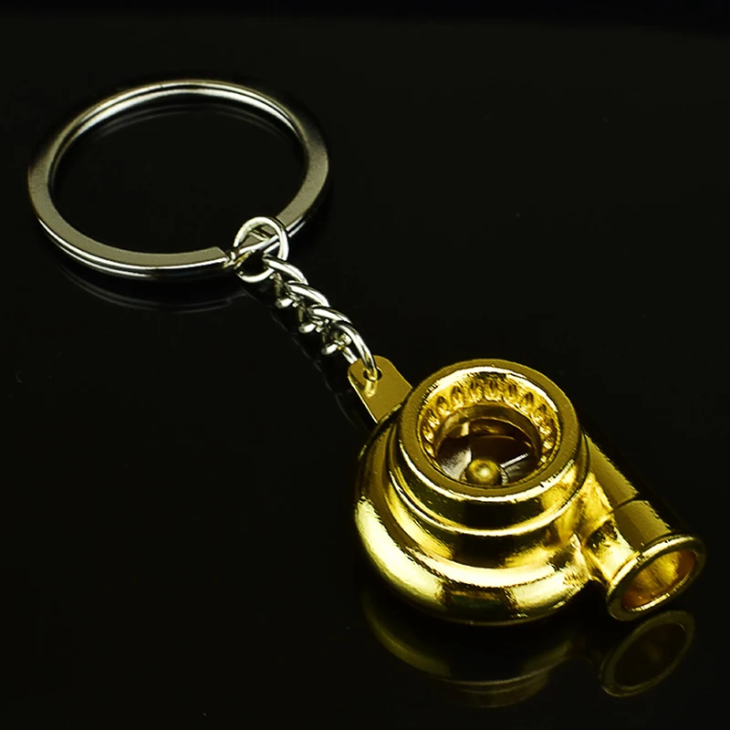 Mini Turbo Turbocharger Keychain Spinning Turbine Key Chain Ring Keyring