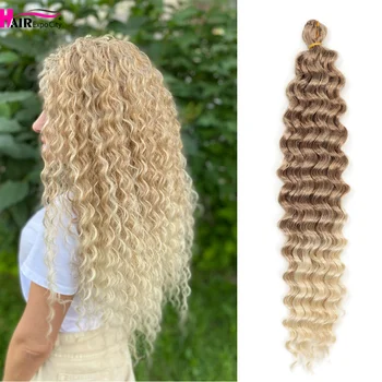 22 Inch Diepe Golf Twist Gehaakte Haar Natuurlijke Synthetische Vlecht Haar Ombre Vlechten Hair Extensions Lage Tempreture Haar Expo Stad