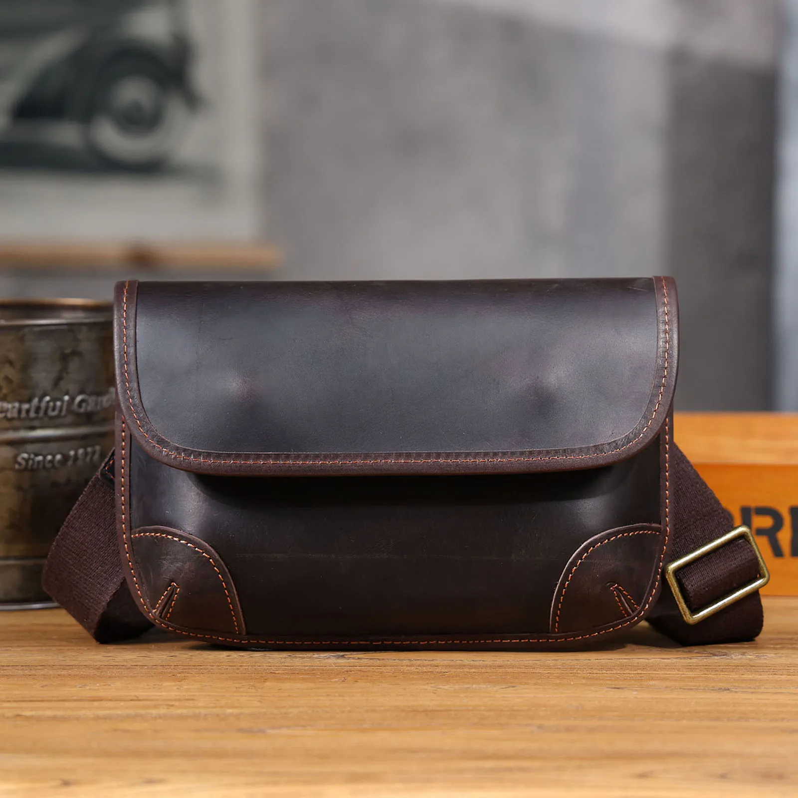 S. Arbeiter Echt leder Herren Umhängetasche, Umhängetaschen einfache Mode Rindsleder Tasche, Crazy-Horse Leder lässig Vintage-Stil – Detail 7