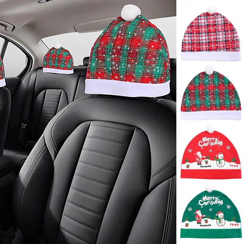 Christmas Headrest Cover Auto Chair Headrest Pillowcase Car Headrest Pillow Sleeve For Backrest Pillow Festive Atmosphere Decor