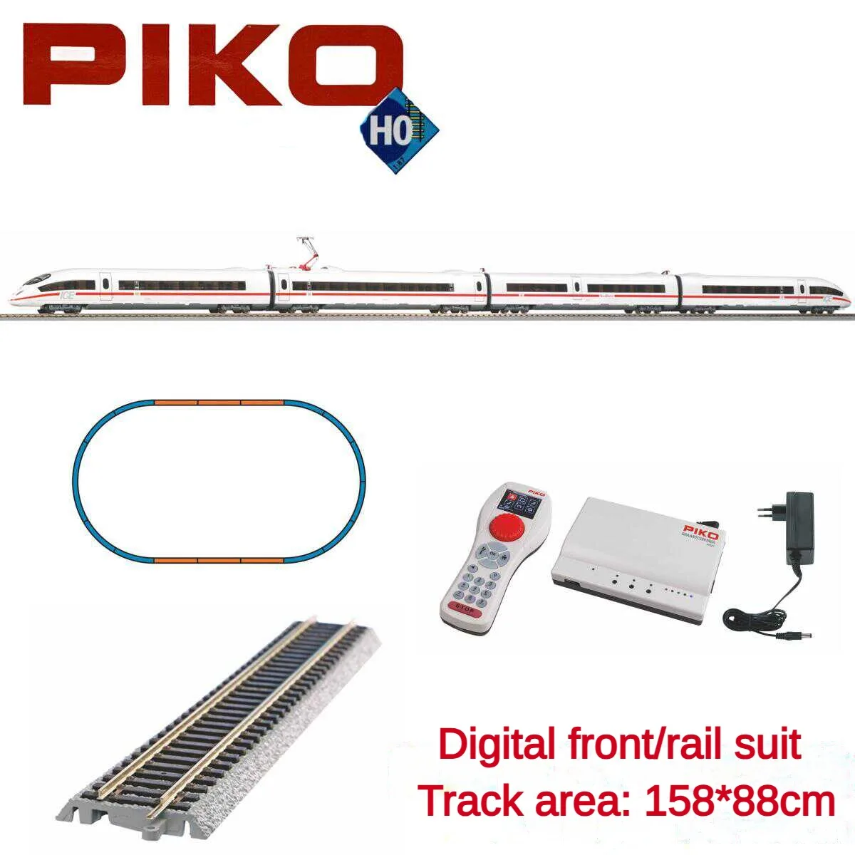 

PIKO HO 1/87 Train Model Set 59105 Digital Controller with Track Set ICE3 Train Model Toy Gift