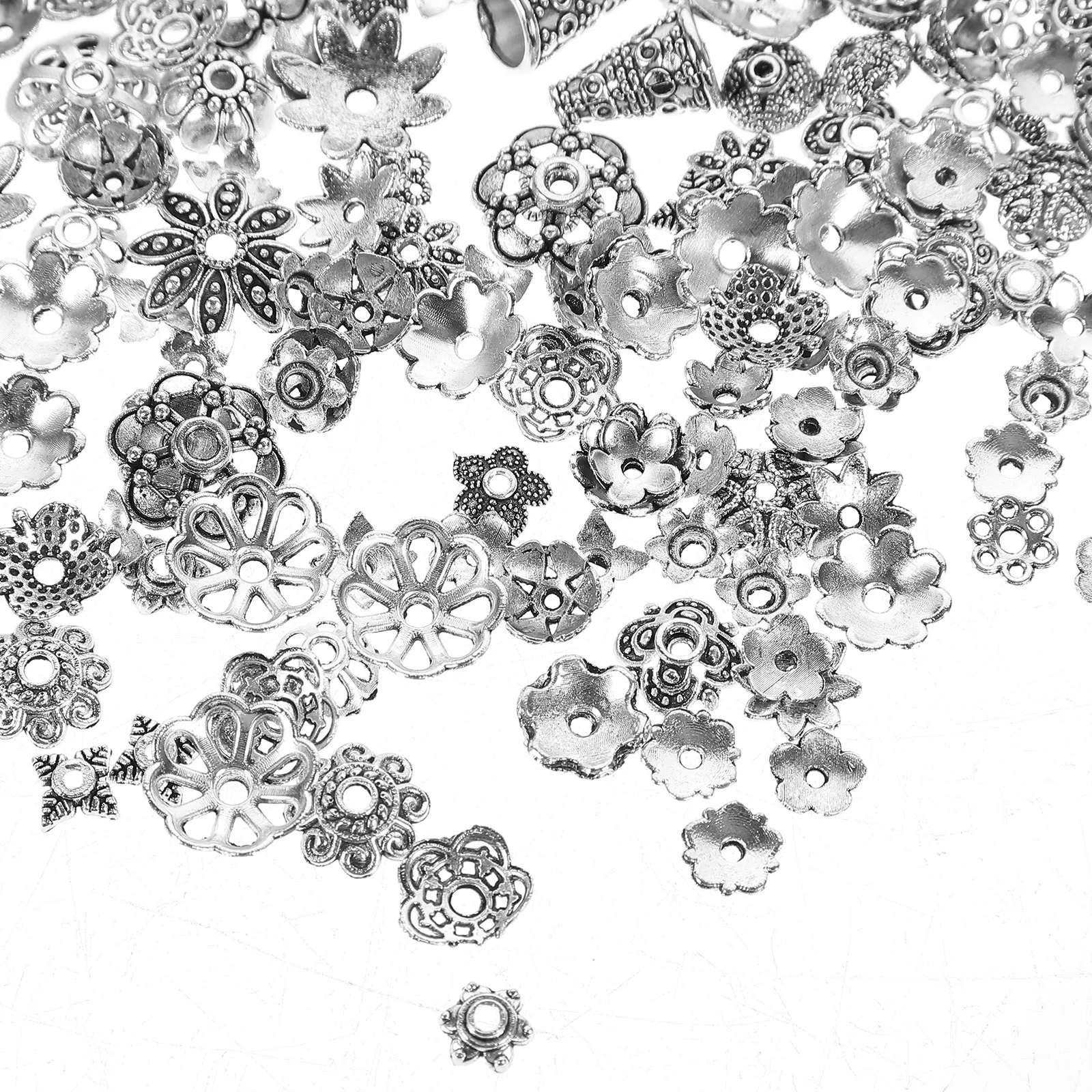 

Tibetan Silver Flower Hat Jewelry Spacer Beads Diy Assortments Metal Alloy Spacers for Bracelets Making