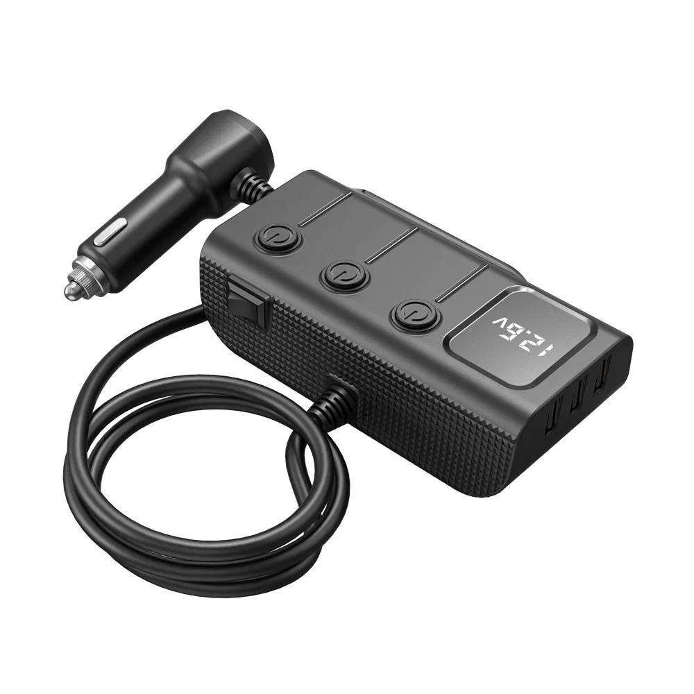 GC01 Car Cigarette Lighter One To Three 3 Ports USB Independent Switch PD Intelligent Fast Charging 120W Converter Charger
