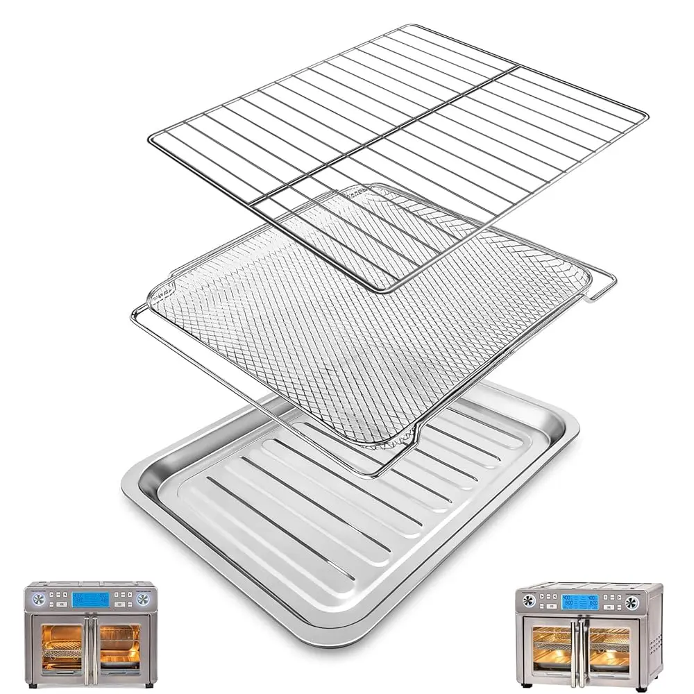 

Air Fryer Baking Pan Set for Emeril Lagasse Everyday 360 Air Fryer 12''×10'' Steel Non-stick Air Fryer Accessories Grill Pan