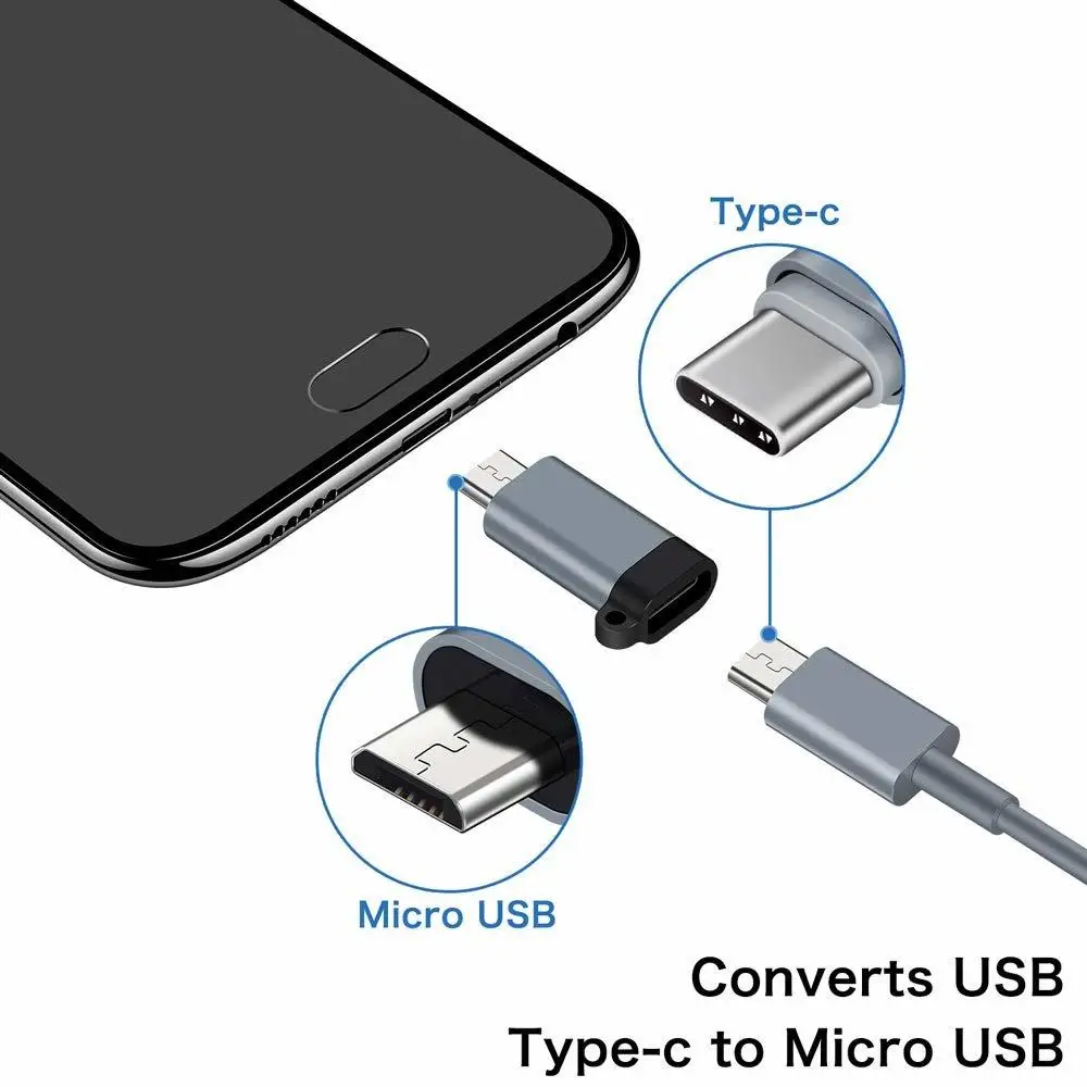 Type C Female to Micro B Male Adapter 480Mbps compatible with Micro USB 2.0 mobile phones or tablets Portable and durable