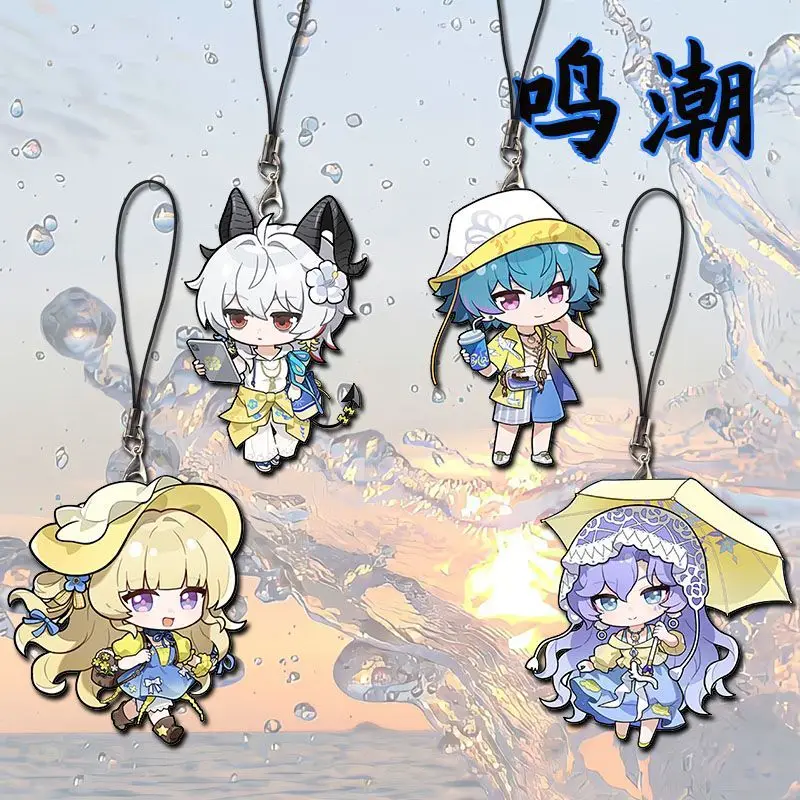 

4PCS Anime Wuthering Waves Brant Phoebe Zani Phone Strap Keychain Key Chain Phone chain Backpack pendant Birthday Gift