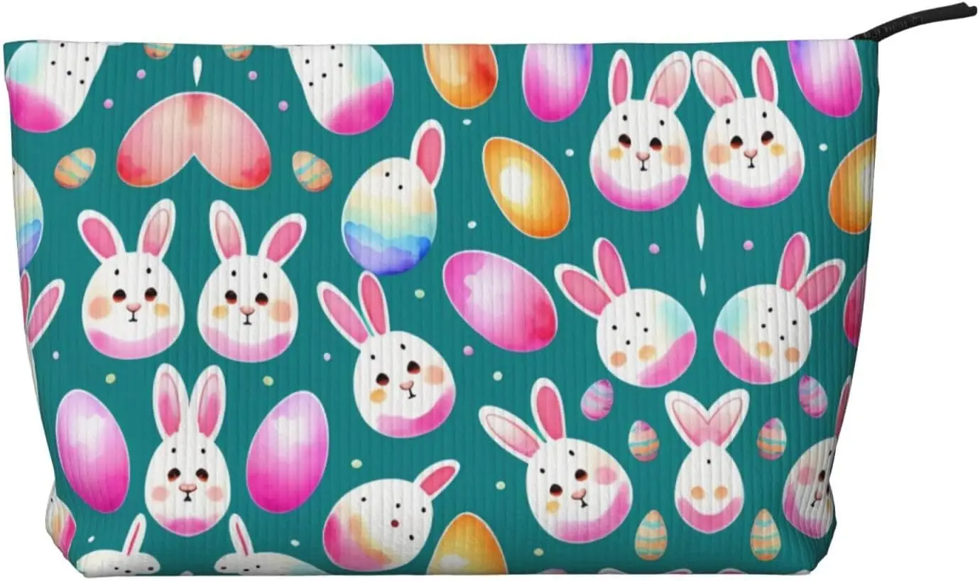 

Shy rabbit faces Corduroy cosmetic bag, suitable for travel and daily use, Sturdy Lining, Ensures Longevity