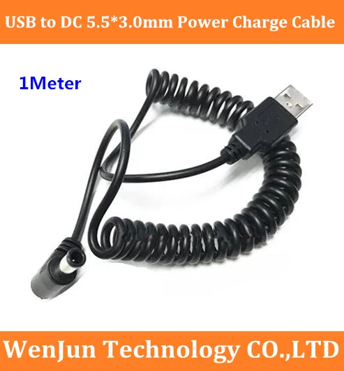

USB to DC 5.5*3.0mm power connector charging cable 1 meter with extension spring type 10pcs/lot