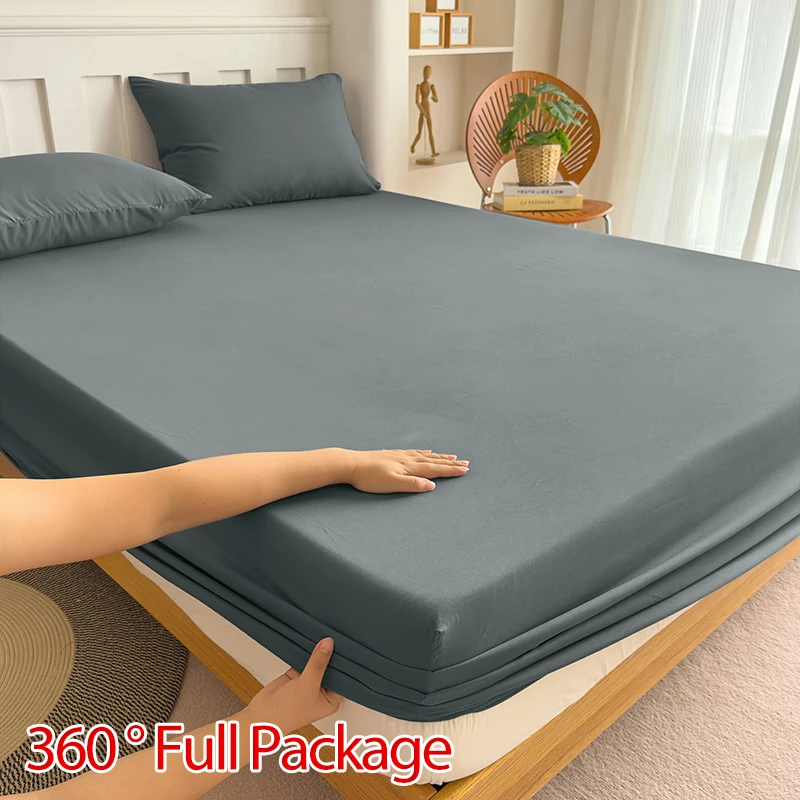 90/120/150/180x200 ملاءة سرير جاهزة مع شريط مرن بلون أغطية مرتبة حامي سرير مفرد مزدوج كينج 100% قطن