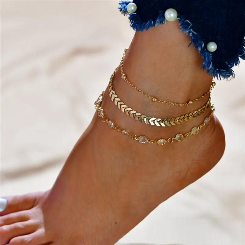 2pcs Simple Elegant Copper Anklets for Women, Beach Ready