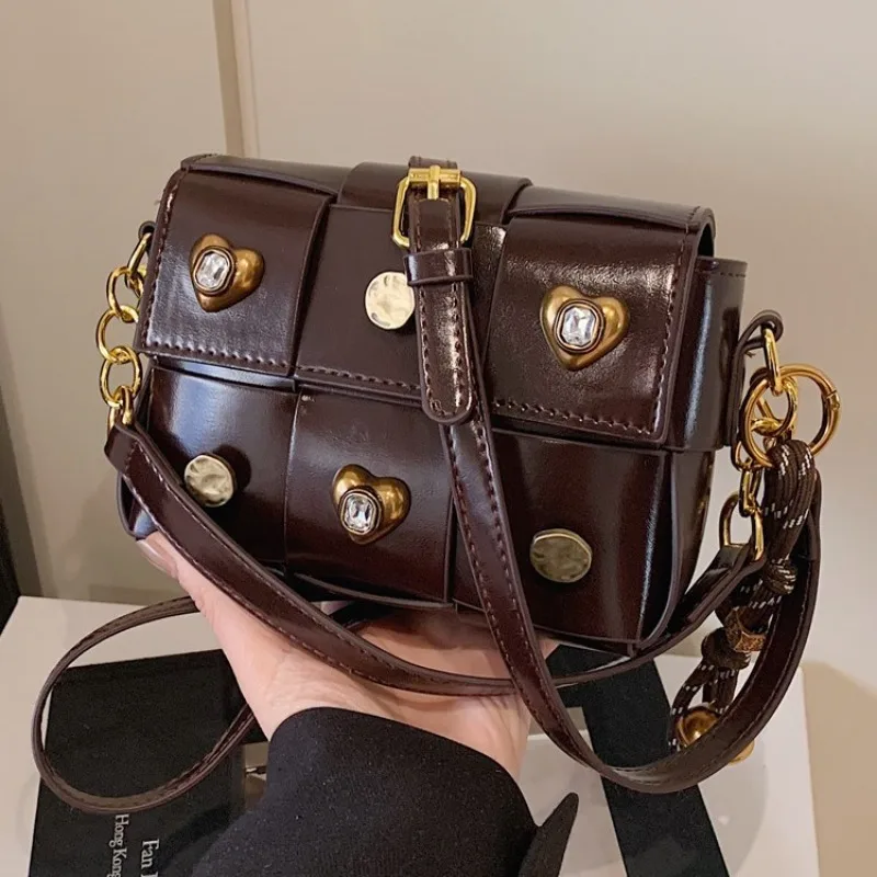 

Retro Fashion Crossbody Bag for Women Shoulder Bags Hand-held Woven Small Square Bag Purse and Handbags Designer Bag Сумка Sac