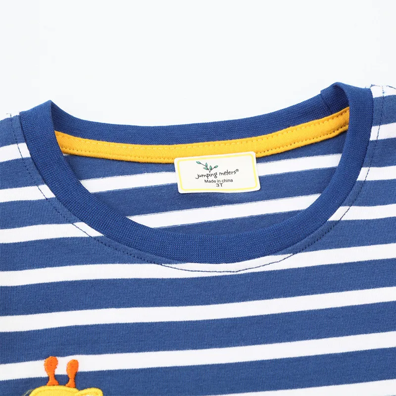 Baby Boys Girls 18-6T Striped Cartoon Tshirts With Applique Animal Kids Hot Selling Spring Autumn Clothes Designed Tops Clothing