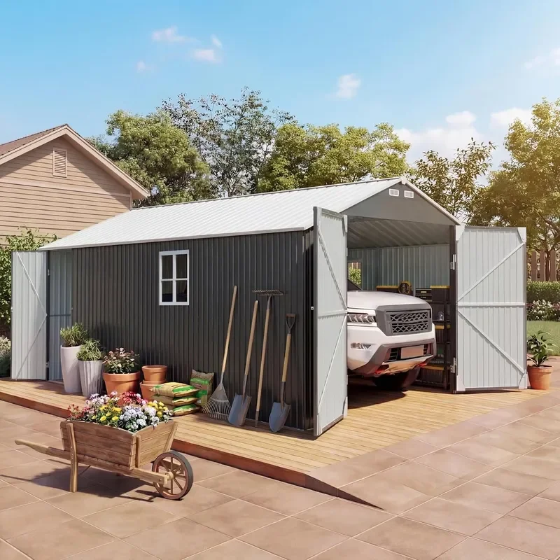12x20 FT Enclosed Metal Carport Heavy Duty Car Port Garage Shed