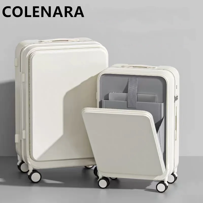 

COLENARA 20"22"24"26Inch USB Charging Trolley Case Portable Travel Suitcase Laptop Luggage Front Opening ABS + PC Boarding Case