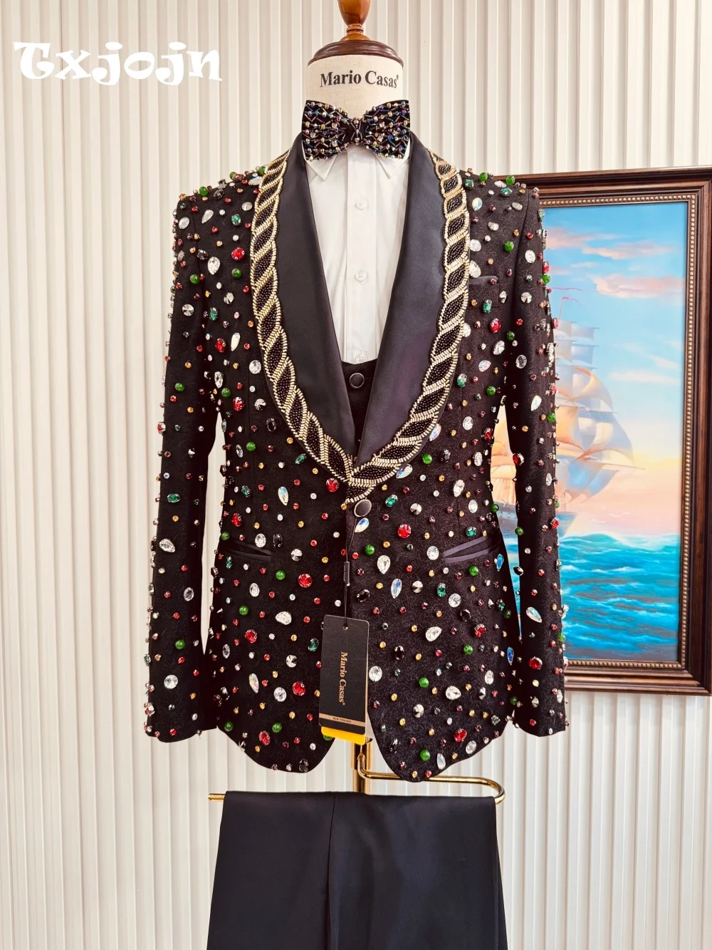 

Elegant Crystal Business Suit 2026 Fashion Banquet Wedding Trend Groom Best Man Single Breasted Men 3 Piece Jacket Vest Pants