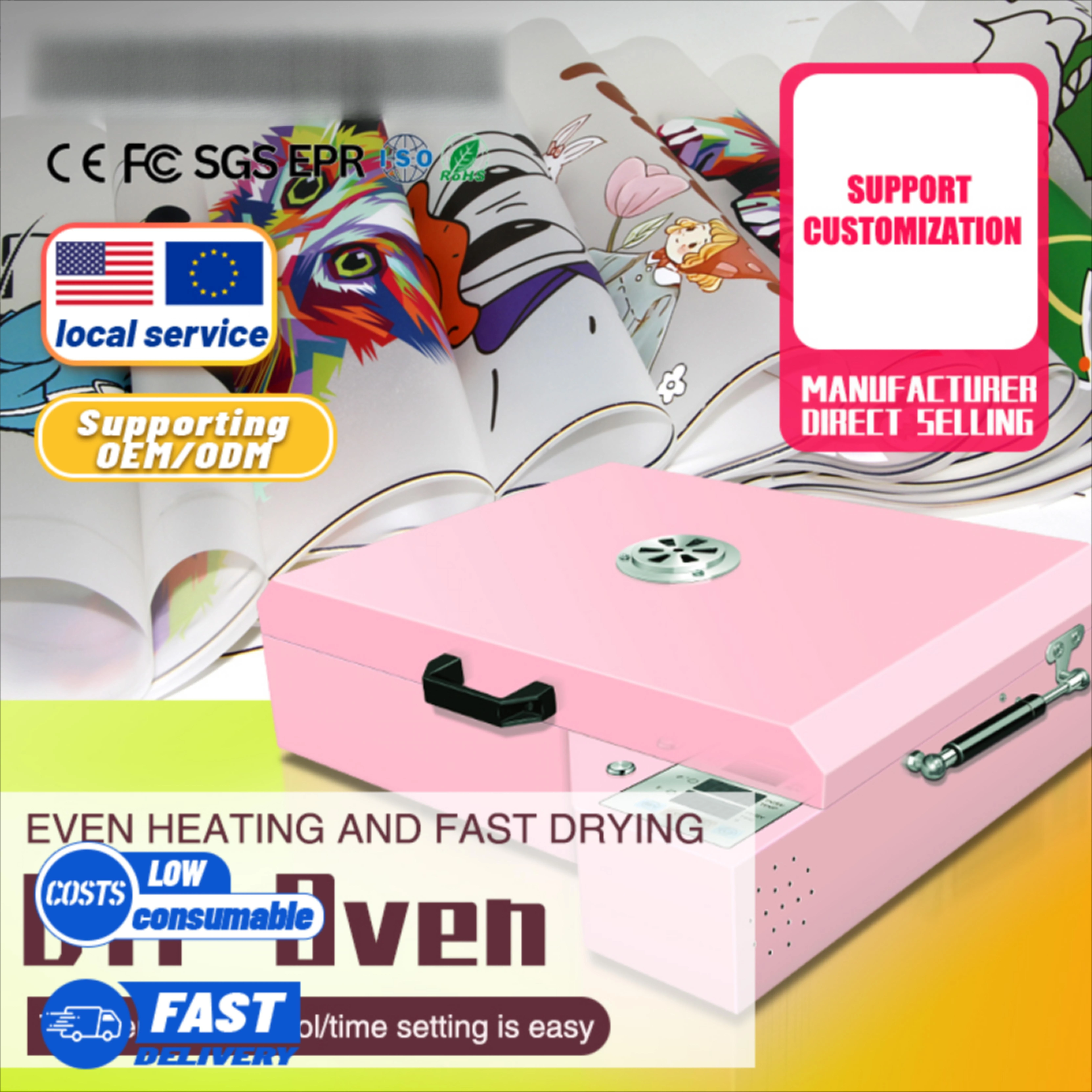 A3 A4 Hot Melt Powder Heat Press Machine Oven Dryer Heater with Drying Function for DTF Printer T-Shirt Use 110V/220V