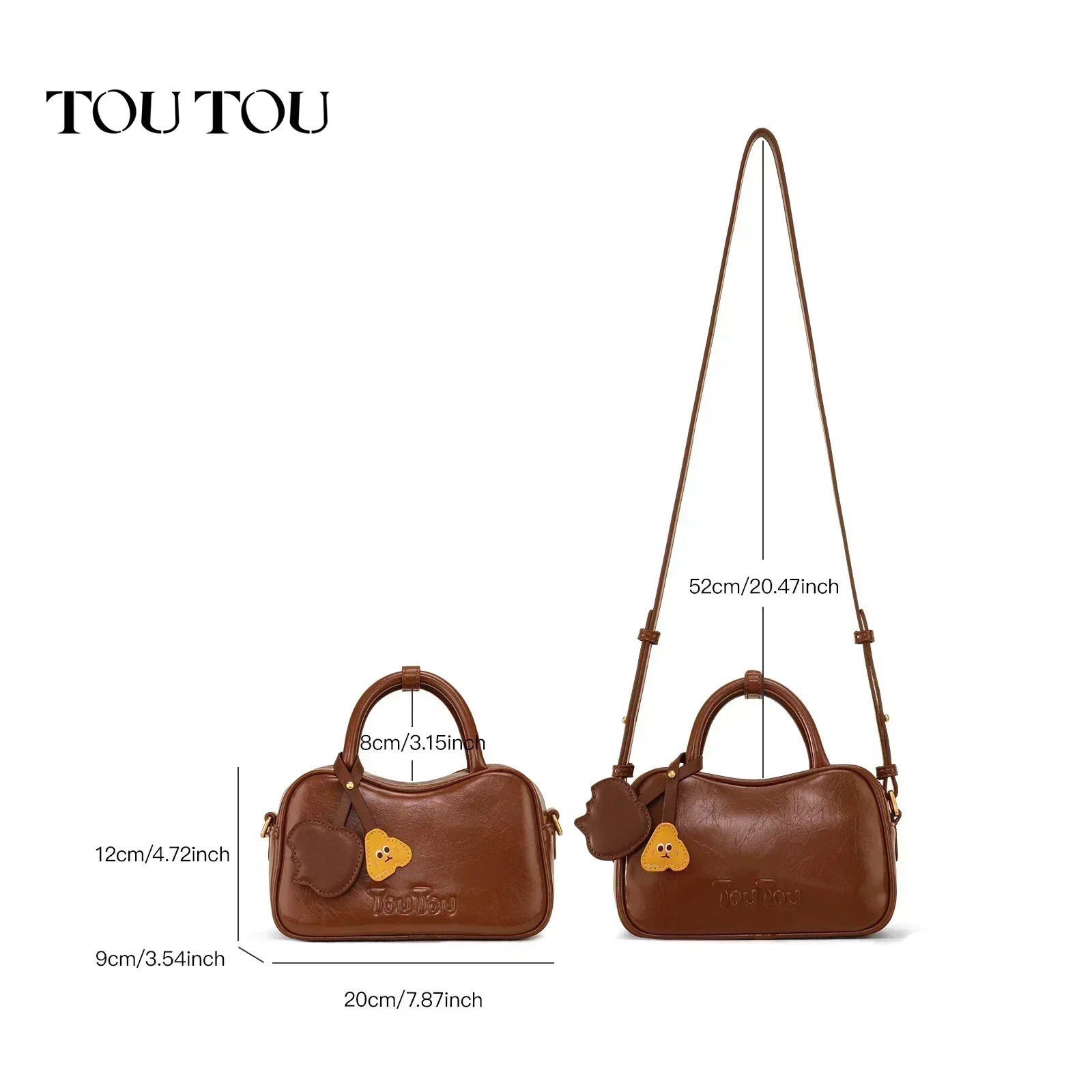 TOUTOU Women Bowling Bag Shoulder Strap Mini Replica Bag Cute Pendent Designer Brand Boston Handbag Crossbody Bag Christmas Gift