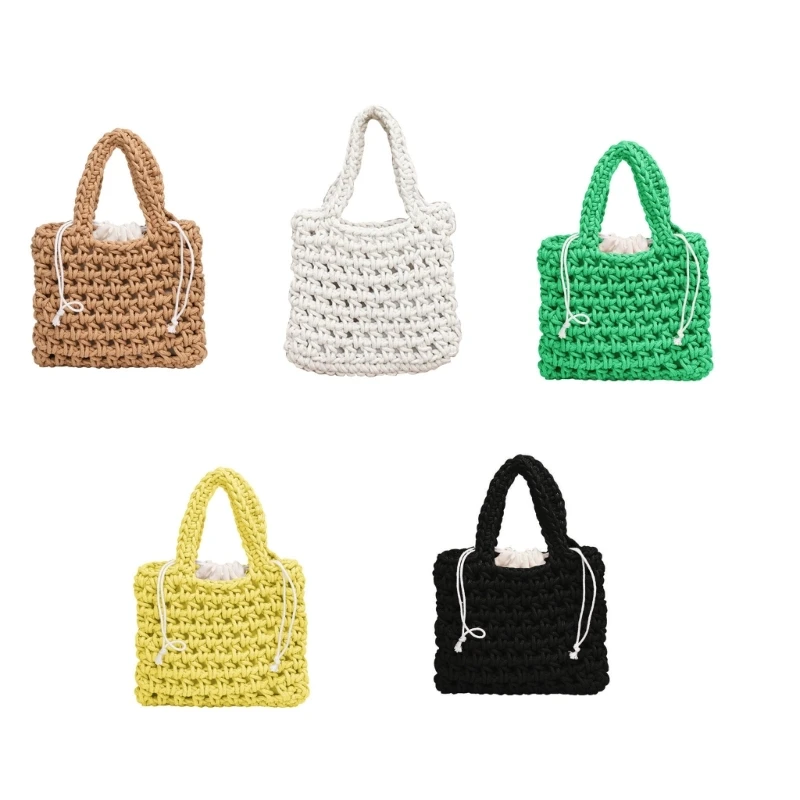 Woven Shoulder Bag for Women Handle Tote Bag Beach Handbags Summer Bucket Bag