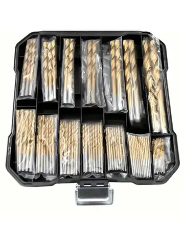 50/99pcs Titanium Coated High Speed Steel Drill Bit Set Hex Shaft Straight Spiral Twist Bits for Metal Wood Plastic Drilling