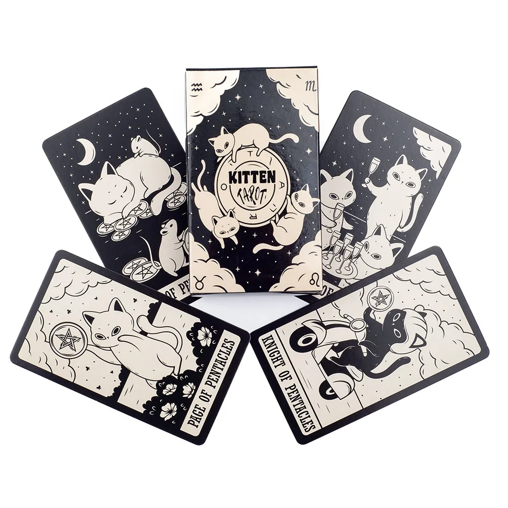 Baraja De Tarot De Gato | 78 Cartas De Oráculo Con Ilustraciones Vívidas | Juego De Adivinación Y Fiesta En Tamaño De Bolsillo