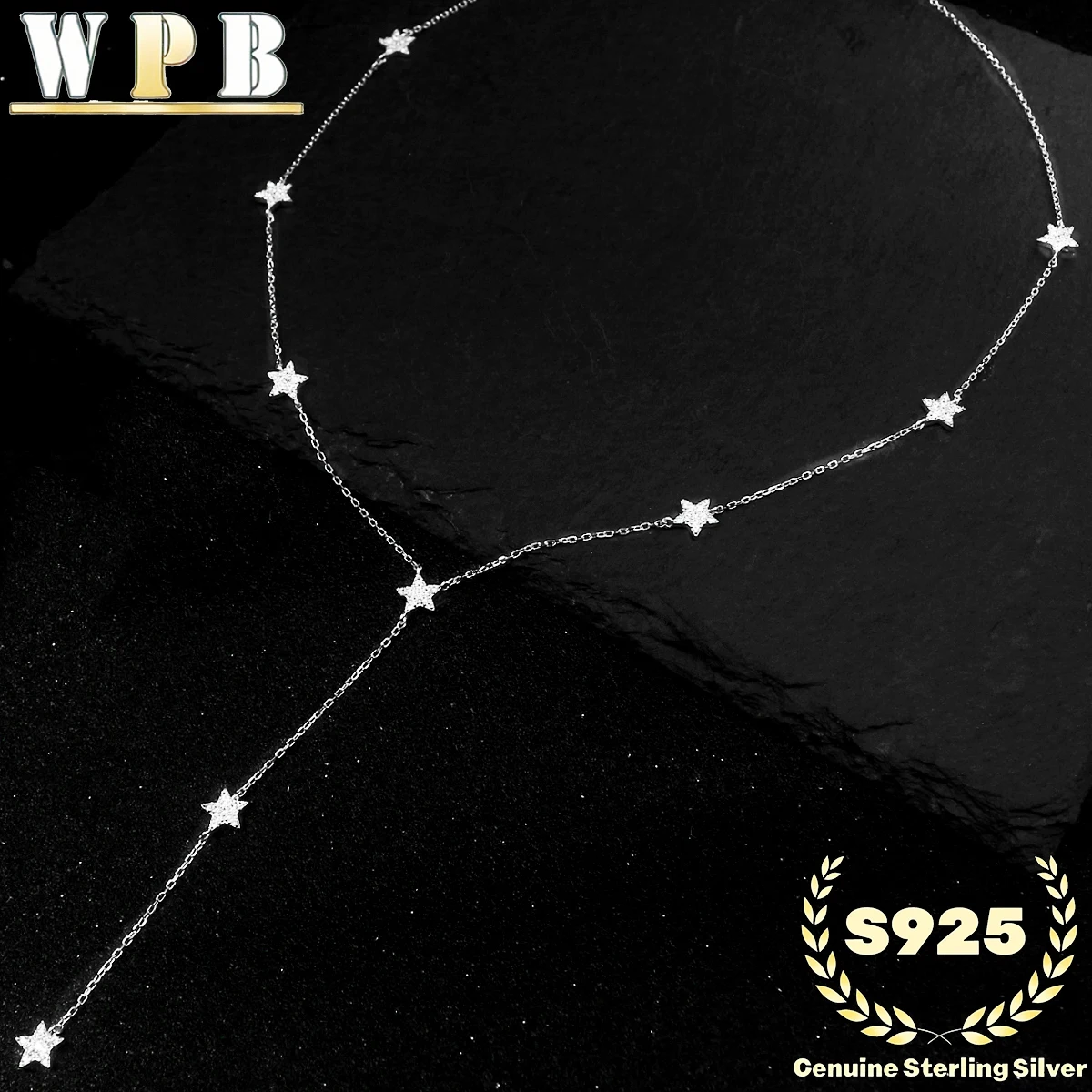 Genuine S925 Sterling Silver Multi Star Pendant Adjustable Chain Necklace Jewelry Gift for Women Wife Her Birthday Anniversary