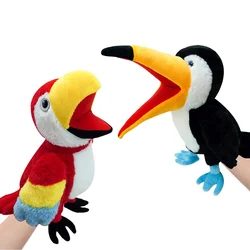 Muñeco de peluche de pájaro suave para bebé, loro, búho, águila, flamenco, pavo real, Cosplay, juguetes educativos Kawaii, marioneta de dedo de mano