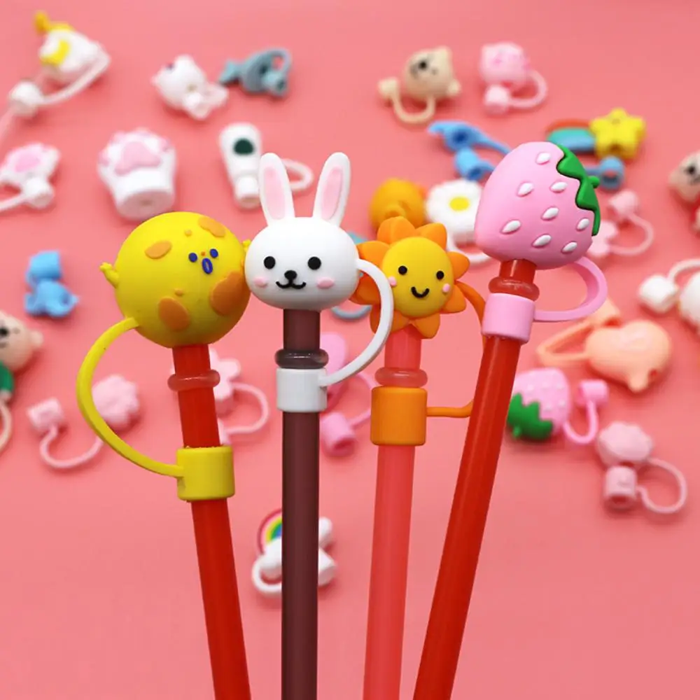 Cute Fruit Silicone Straw Tips Drinking Dust Cap Reusable Splash Proof Plugs Cover Creative Cup Accessories Straw Sealing Tools