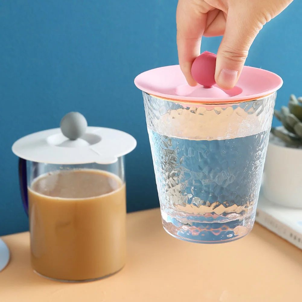 1PC Food-grade Silicone Cup Cover Cute Reusable Dustproof Suction Cup Cover Leakproof Tea Coffee Lids Seal Cap Cup Accessories