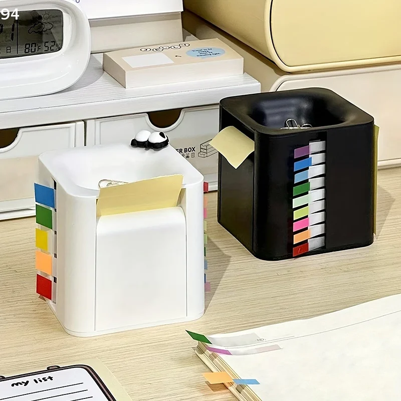 Multifunctional Sticky Note Dispenser Plastic Sticky Note Holder White Sticky Note Container Office Supplies For Office Desk