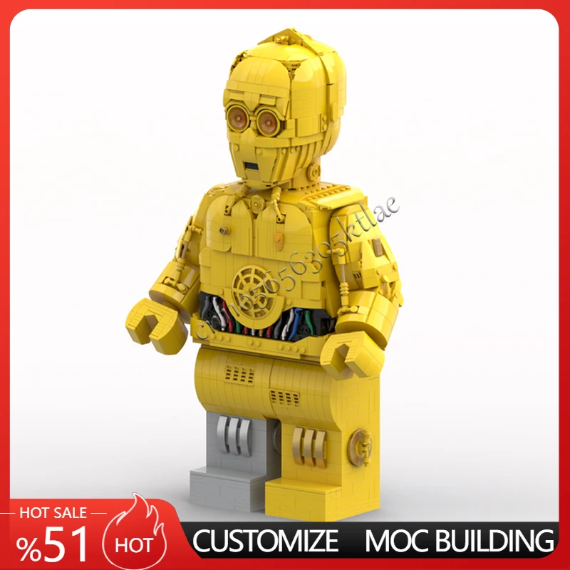 

2545Pcs MOC Space Battle Helmet Series C-3PO Megafigure Model Building DIY Technology Bricks Creative Assembly Toys Kids Gifts
