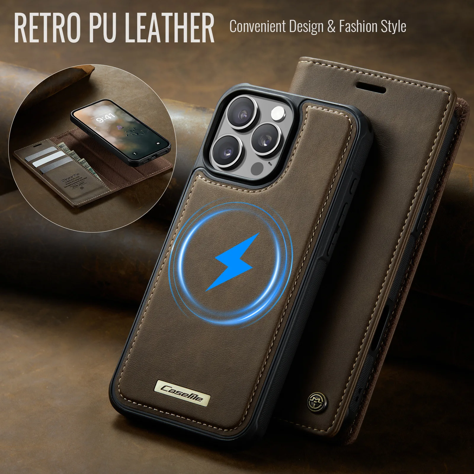2 in 1 Detachable Magnetic Flip Wallet Case For iPhone 16 Pro Max RFID Blocking Card Slot Kickstand Leather Cover