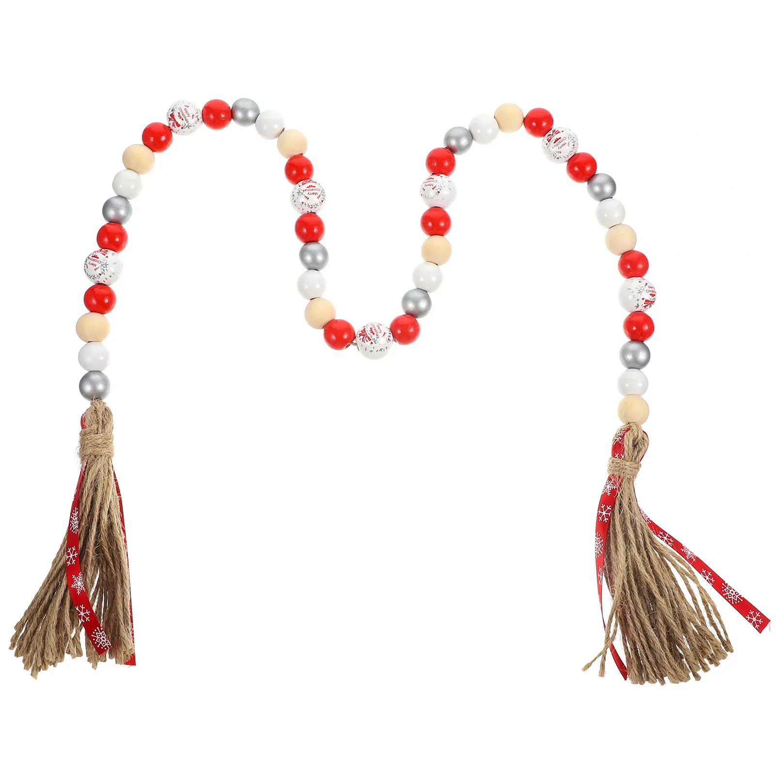 

Xmas Tassel Beads Pendants Wall Hanging Decor Wooden Bead Decor Comfortable Hand Touch Exquisite Craftsmanship