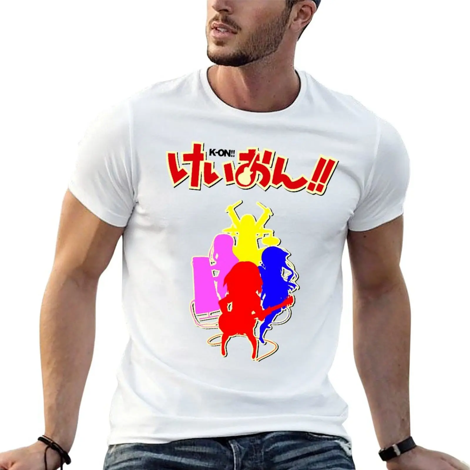 قمصان قطنية ثقيلة تي شيرت قطن رجل رجل قميص تي شيرت رجل عادي لحزمة K-ON! !