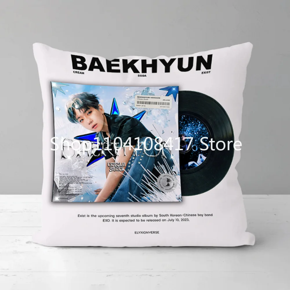غطاء وسادة KAI BAEKHYUN EXO ، وسائد أريكة مزخرفة ، أغطية وسائد طباعة مزدوجة ، ديكور وسادة منزلية ، 45x45 سم