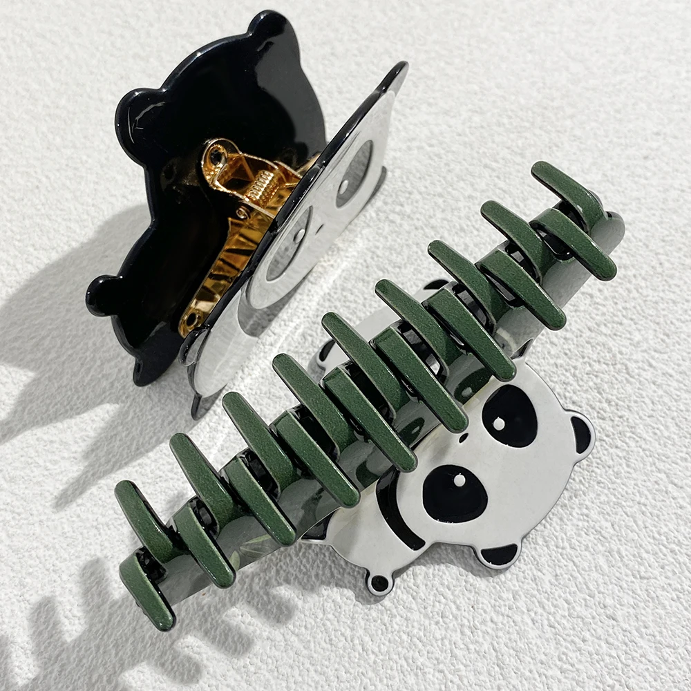 

AENSOA Color Matching Panda Bamboo Headdress For Women Gift Original Design Cartoon Cute Little Acetic Acid Back Head Shark Clip