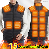 2026 Winter Electric Heated Vest USB Dual Control 15 Zone Self Heating Warm Jacket Men Women Outdoor Rechargeable Thermal Vests