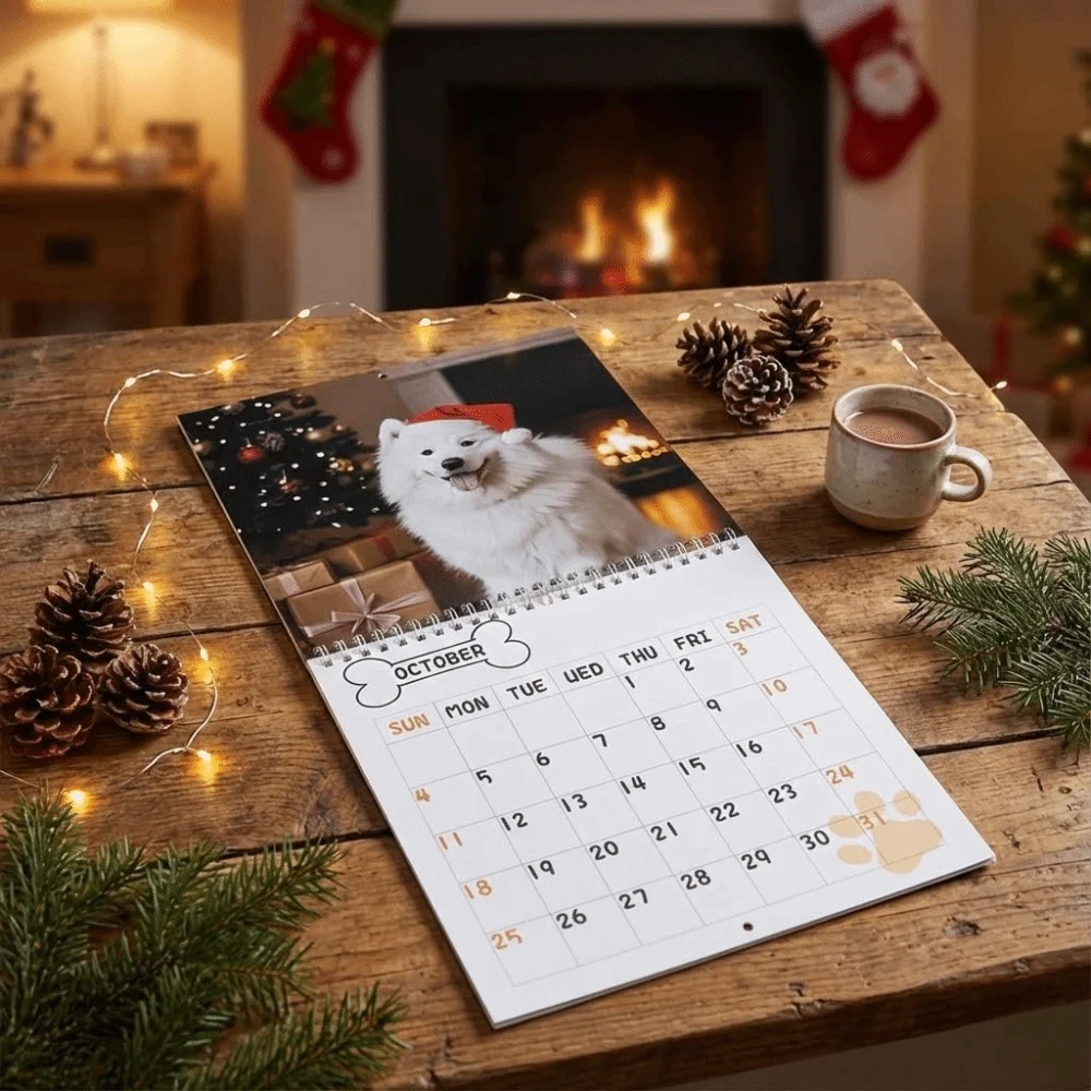 Nuovo calendario per cani in edizione 2026 Illustrazioni per cani Calendario da parete divertente Anno Pianificatore mensile Amanti degli animali domestici