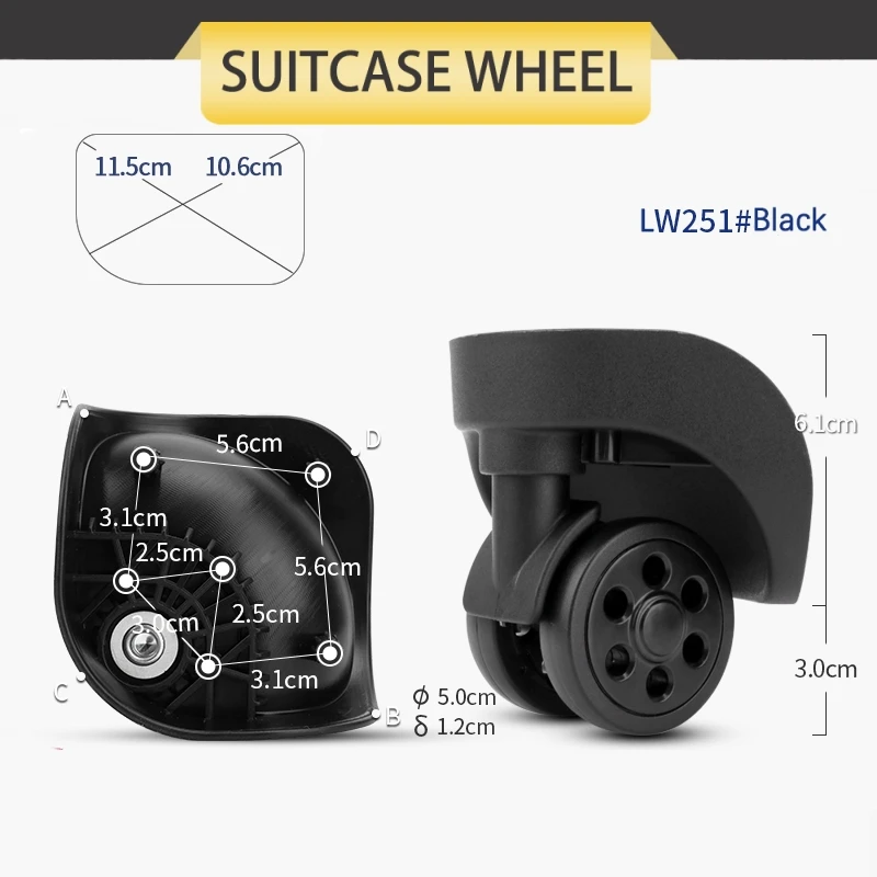 Gepäck tragen Rad Ersatz Trolley Koffer Zubehör leise Universal rad zweireihige Riemens cheibe Passwort Koffer Rollen