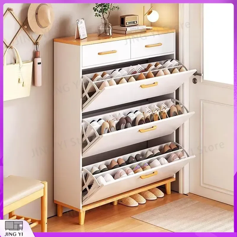 Ultra-Thin Wall Mounted Shoe Cabinet for Entryway Space Saving Clamshell Folding Shoe Rack Storage Organizer Home Utility