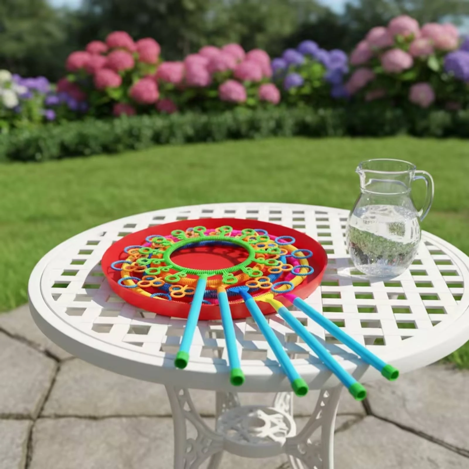 Bubble Wand Set Multi-Shaped Bubble Set with Tray Toy Outdoor Colorful for Children, Backyard, Garden