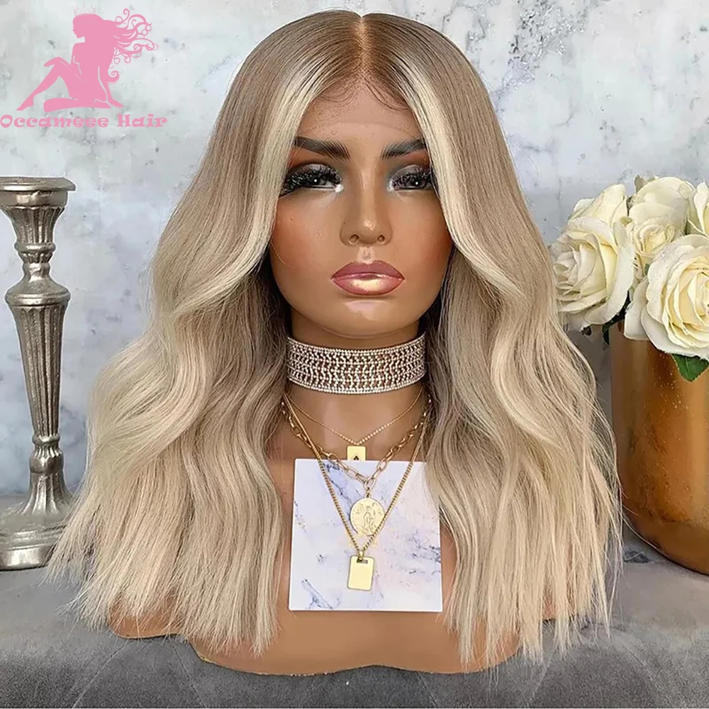 13X6 Lace Frontal Wig Human Hair Brown Highlight Blonde Transparent Lace Pre Plucked Brazilian Hair Natural Wave 360 full Lace