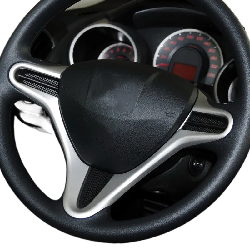 For Honda CITY Fit 2009-2014 Car Steering Wheel Panel Cover Molding Trim Car Replacement Accessories ABS Carbon Fiber