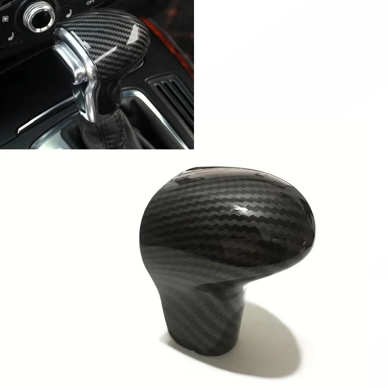 Gear Shift Knob Cover Non-Slip Grip Glossy Carbon Fiber Interior Decor Accessory For AUDI A4 B8/A5/A6/C7/S7/Q5/Q7 2011-2016
