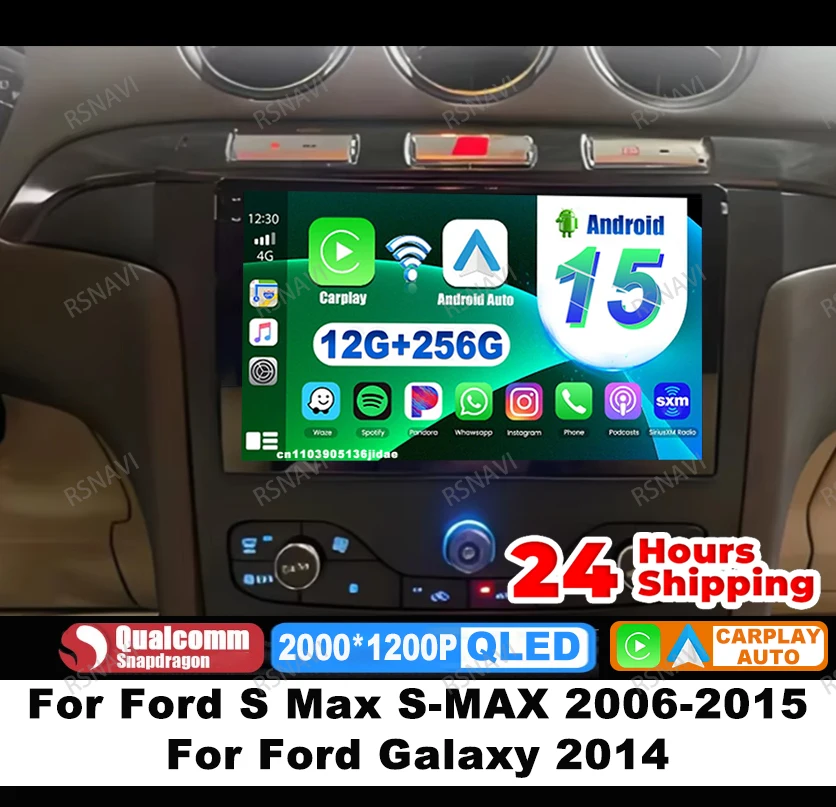 Rádio do carro android 15 para ford s max S-MAX 2006-2015 para ford galaxy 2014 multimídia viedo player estéreo dvd dsp 5g wifi 4g lte