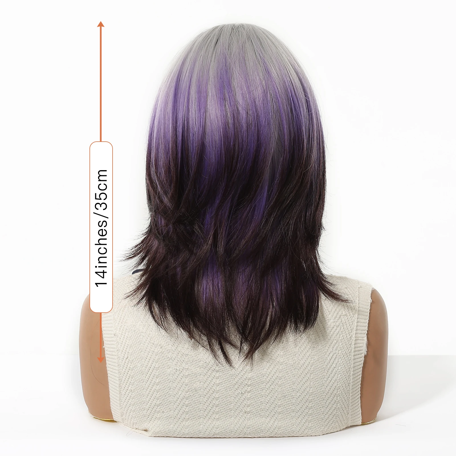 Testar Fashionable Gray To Purple Short Synthetic Cosplay Wigs For Women Daily Party Use Heat Resistant Fiber Natural Looking